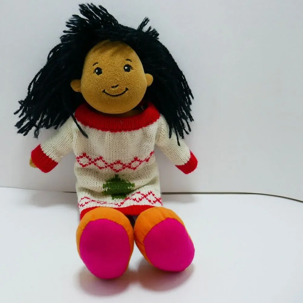 Groovy Girls Plush Doll Black Hair Christmas Sweater Orange Shoes